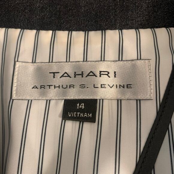 Tahari ASL Size 14 Double Breasted Peplum Blazer Jacket Black Zip Work Career - Picture 9 of 10